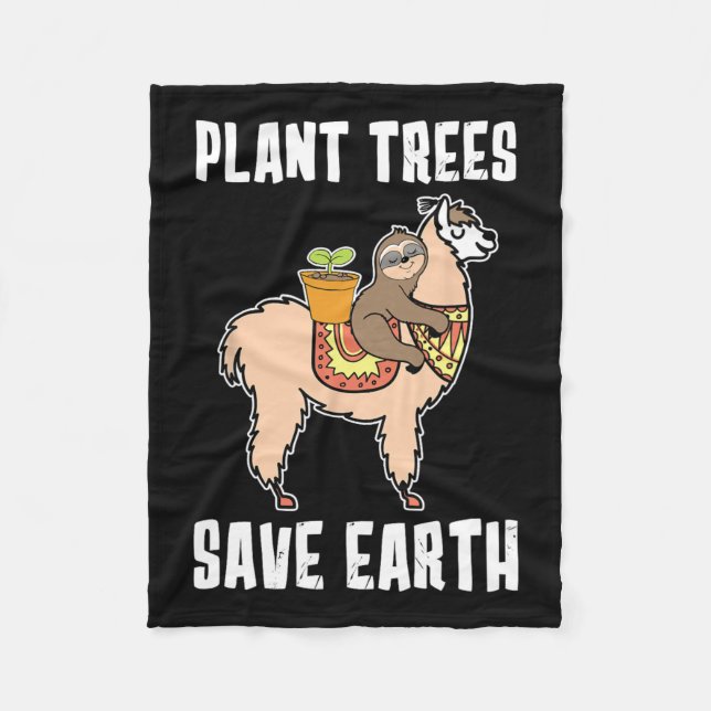 Pflanze Bäume Rettete Earth Sloth und Lama Alpaca  Fleecedecke (Vorderseite)