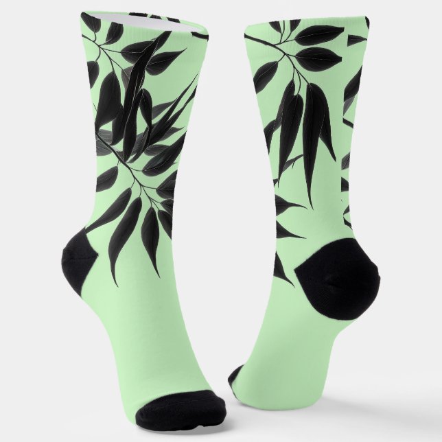 Pflanze "Black and Mint Green" Socken (Gewinkelt)