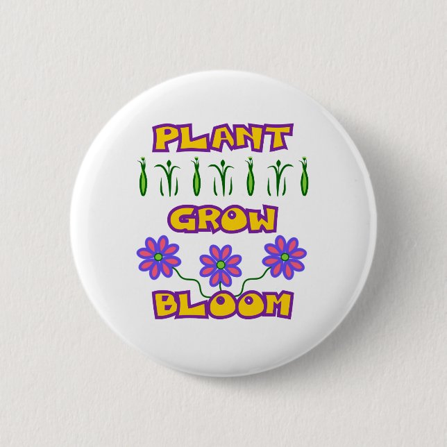 Pflanze blühen Zitat rosa Blume Gelber Text Button (Vorderseite)