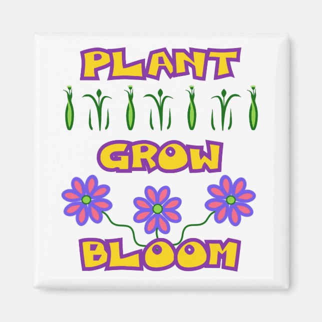 Pflanze blühen Zitat rosa Blume Gelber Text Magnet (Vorne)
