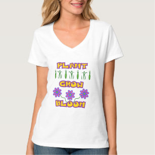 Pflanze blühen Zitat rosa Blume Gelber Text T-Shirt