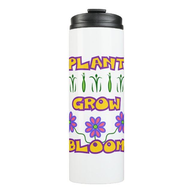 Pflanze blühen Zitat rosa Blume Gelber Text Thermosbecher (Vorderseite)