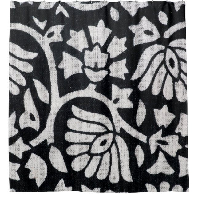 Pflanze, Blume, abstrakte schwarz-weiße Tischdecke Duschvorhang (Vorderseite)