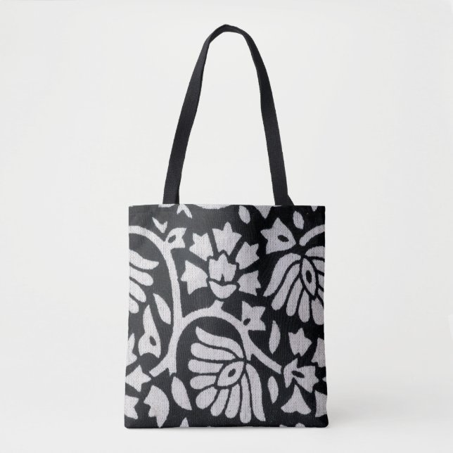 Pflanze, Blume, abstrakte schwarz-weiße Tischdecke Tasche (Vorderseite)