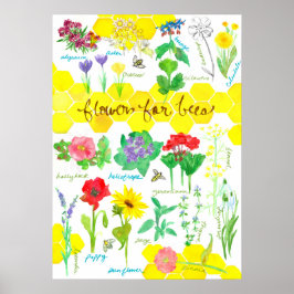 Pflanze Blume für Bienen-Honigwabe Wasserfarbe Poster