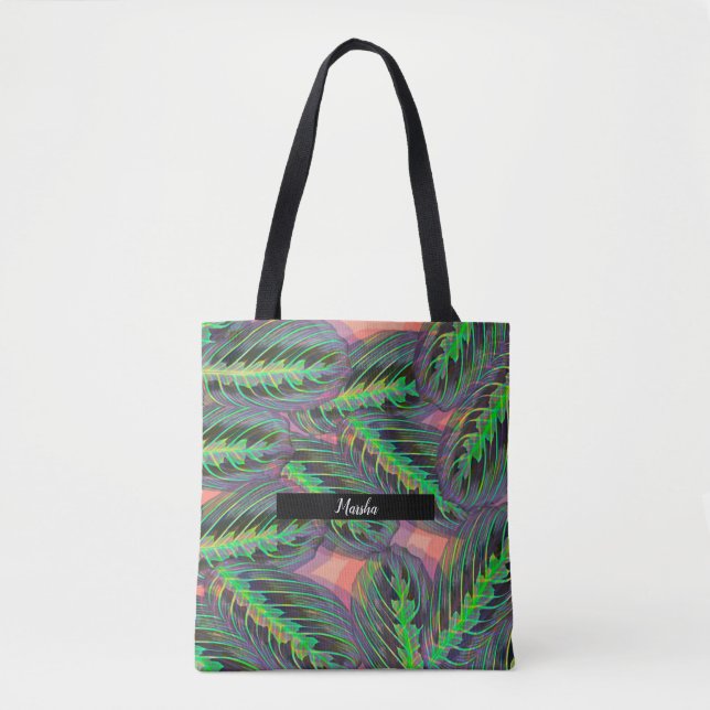 Pflanze Calathea Greenery Leaf Muster Tasche (Vorderseite)