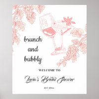 Pflanze Champagne Retro Brautparty Willkommen