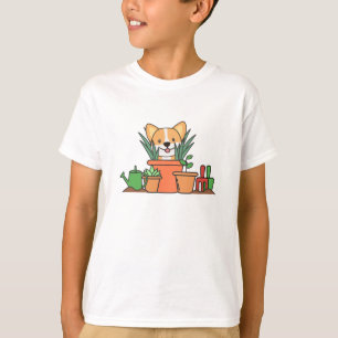 Pflanze Corgi Hund Blume Hunde Hunde Welpen T-Shirt