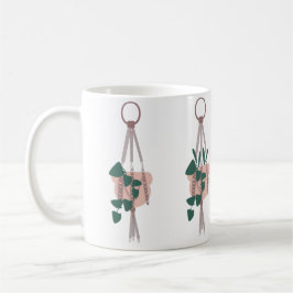 Pflanze des niedlichen Hauses mit Macrame-Illustra Kaffeetasse