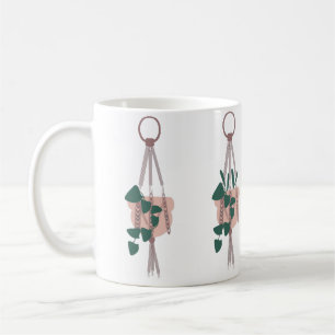 Pflanze des niedlichen Hauses mit Macrame-Illustra Kaffeetasse