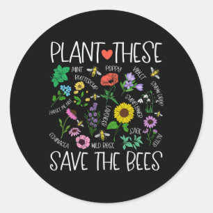 Pflanze Diese Gerettet Bees Wildblume Earth Day Su Runder Aufkleber