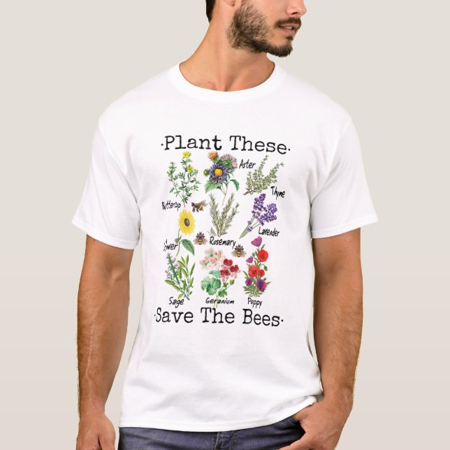 Pflanze diese Rettete die Bienen Gelbblumen T-Shirt (Vorderseite)