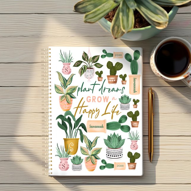 Pflanze Dreams Grow ein glückliches Leben verrückt Planer (Plant Dreams Grow a Happy Life Crazy Plant Lady Planner)