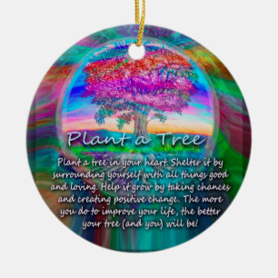 Pflanze ein Baum des Lebens im Herzen Keramik Ornament