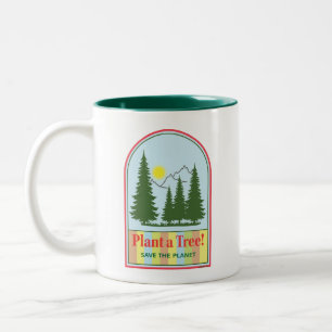 Pflanze ein Baum, rettet den Planeten, modern, Coo Zweifarbige Tasse