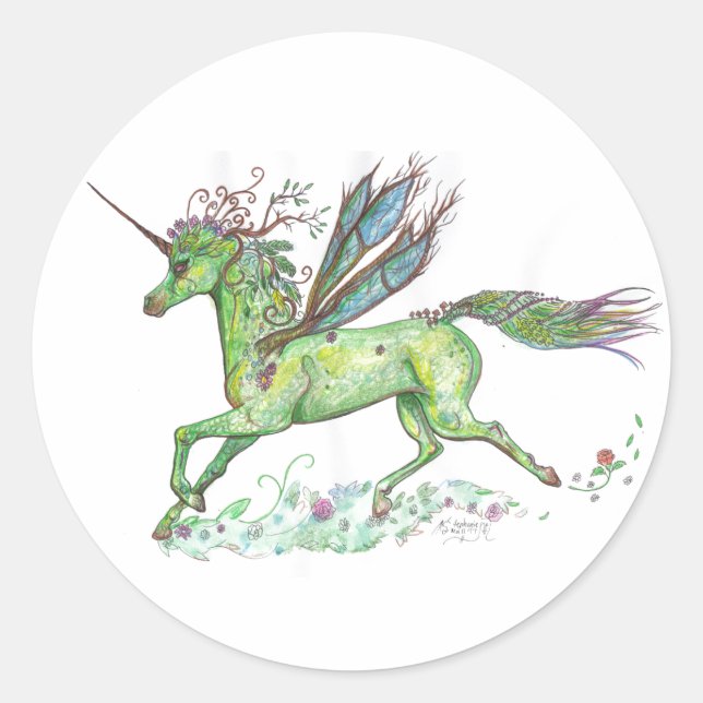 Pflanze Einhornkleber Runder Aufkleber (Vorderseite)