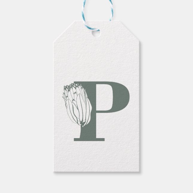 Pflanze Elemente mit Protea-Blume. Geschenkanhänger (Vorderseite)