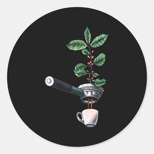 Pflanze Espresso Barista Runder Aufkleber (Vorderseite)