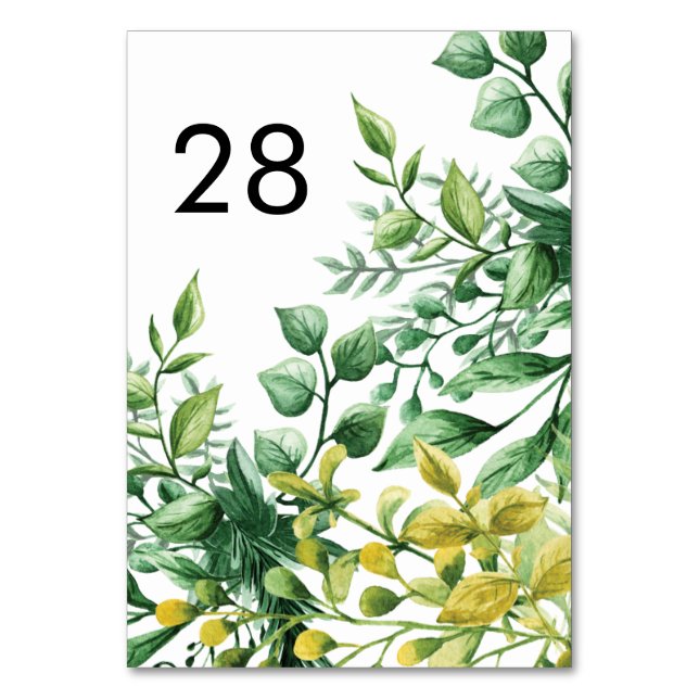 Pflanze Fresh Greenery Leafy Hochzeit Tischnummern (Vorderseite)