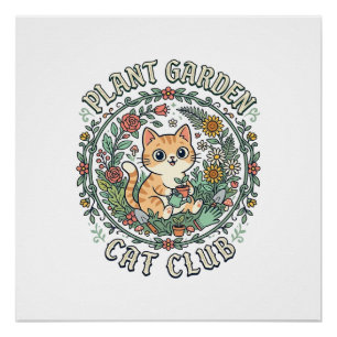 Pflanze Garten Katze Lustige Katzenliebhaber Desig Poster
