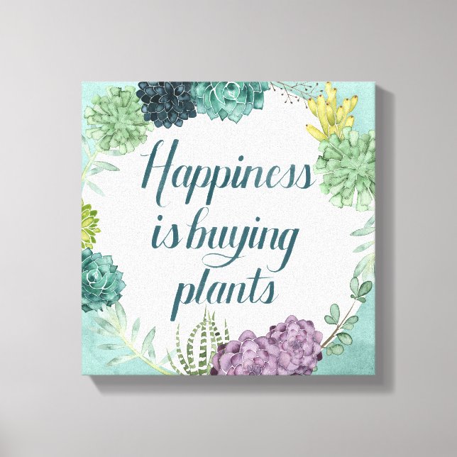 Pflanze Glück | Happines kauft Pflanze Leinwanddruck (Vorderseite)
