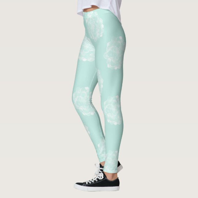 Pflanze Glück | Pastel Sukkuläres Muster Leggings (Links)