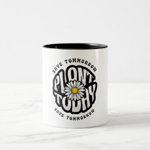 Pflanze Heute Gänseblümchen Retro-Typografie Zweifarbige Tasse