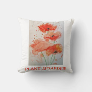 Pflanze Hoarder Blume Aquarellpinseln Mohnrot Kissen