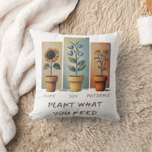 Pflanze Hope Joy Patience Pillow - Grow Positivity Kissen