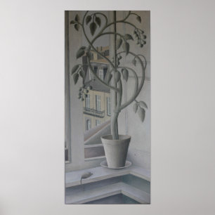 Pflanze im Fensteröl auf Platte Poster
