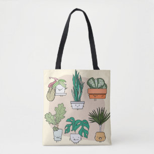 Pflanze im niedlichen Haus: bunt botanisch. Tasche
