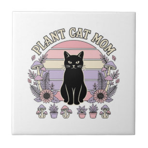 Pflanze Katze Mama Katze Pflanzen Cottagecore Vint Fliese
