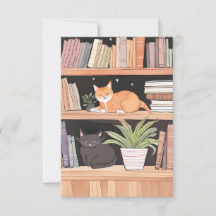 Pflanze, Katzen und Bücher - Katzen als Bücher Dankeskarte