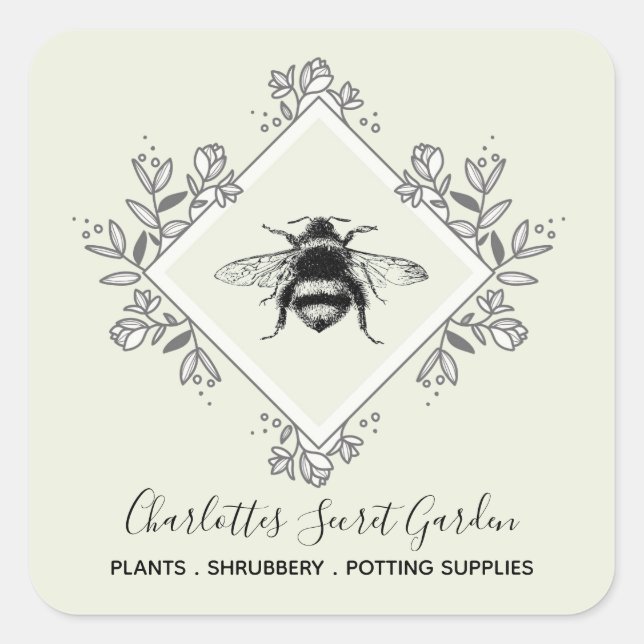 Pflanze Kinderzimmer Garening liefert Honey Bee Lo Quadratischer Aufkleber (Vorderseite)