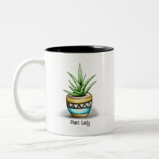 Pflanze Lady, Aloe Pflanze Zweifarbige Tasse
