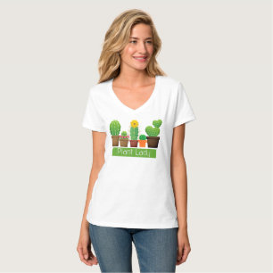 Pflanze Lady Cactus Succulent White T - Shirt