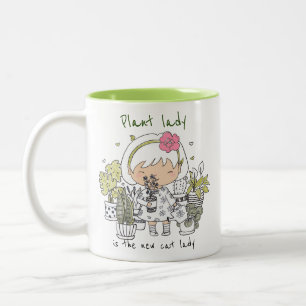 Pflanze Lady ist die neue Katze Lady/ Funny Zweifarbige Tasse