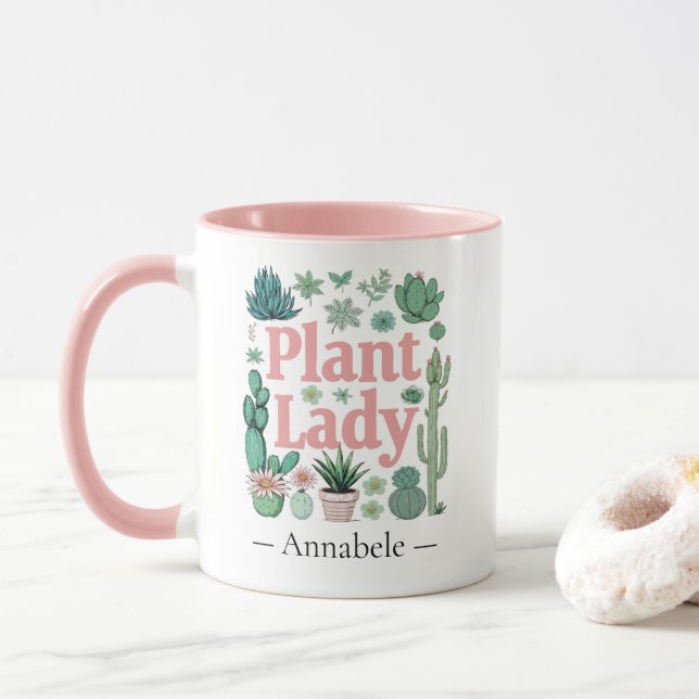 Pflanze Lady Niedlich Personalisierte Zwei-Tone-Ka Tasse (Mit Donut)