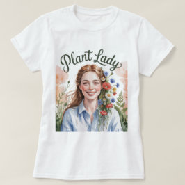 Pflanze Lady Watercolor Weißer T - Shirt