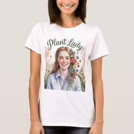 Pflanze Lady Watercolor Weißer T - Shirt