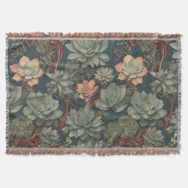Pflanze Lover Succulents Muster Decke (Vorderseite)