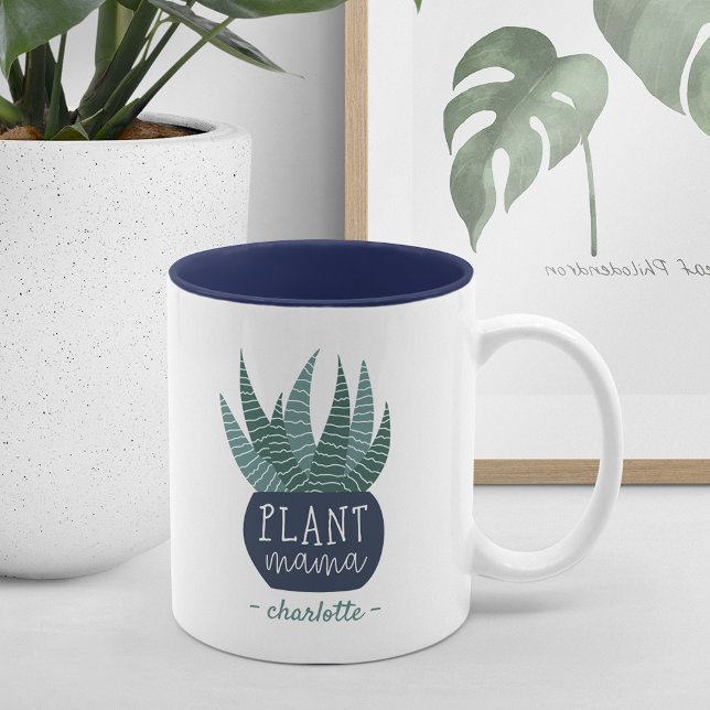 Pflanze Mama | Personalisierte Pflanze Liebhaber Zweifarbige Tasse (Von Creator hochgeladen)