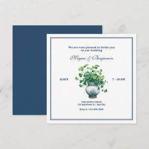 Pflanze mit antiker Vase Hochzeit Einladung