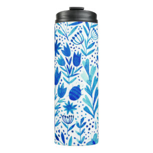 Pflanze mit Blumenwasser Nahtlose Textur Thermosbecher