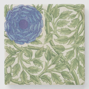 Pflanze mit einer blauen Blume (w/c auf Papier) Steinuntersetzer