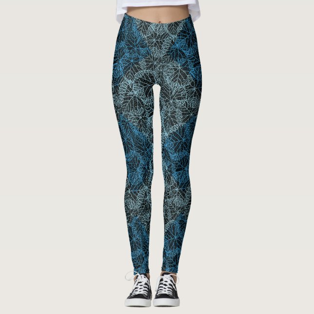 Pflanze Muster 13b Schwarzes BG Leggings (Vorderseite)