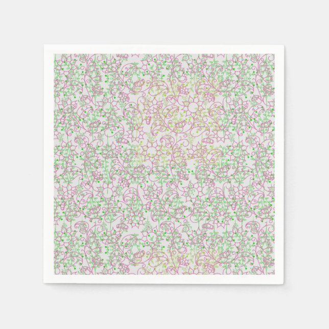 Pflanze muster.14C Rosa Schwarz BG Serviette (Vorderseite)