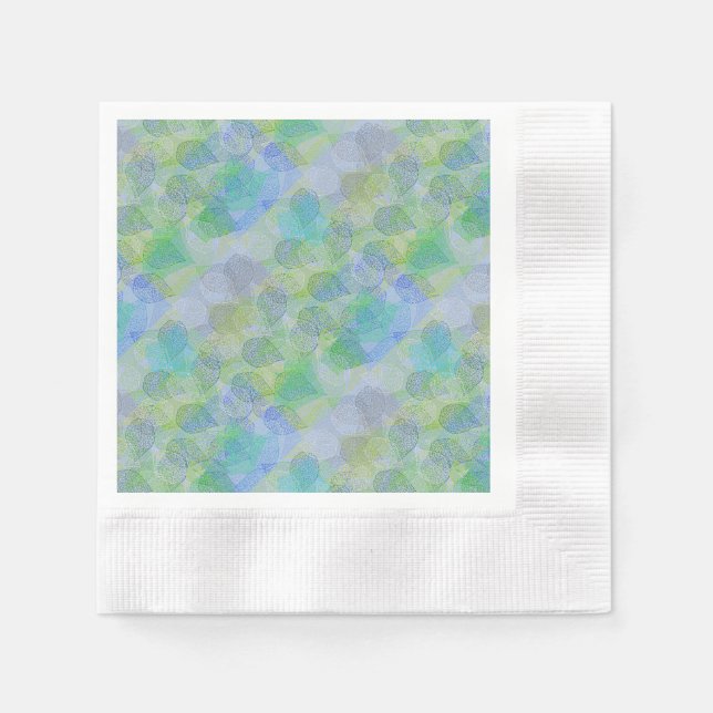 Pflanze Muster A02.b Blätter LBlue BG Serviette (Vorderseite)