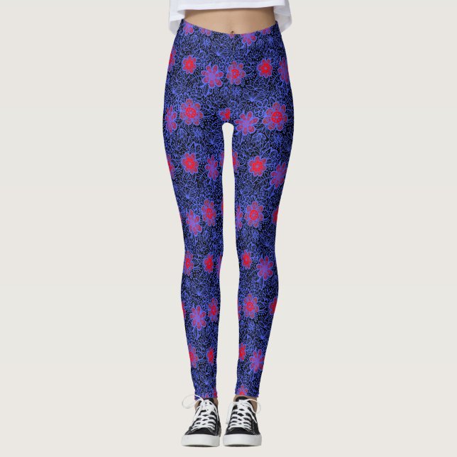Pflanze Muster A13.b Schwarze BG Leggings (Vorderseite)