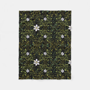 Pflanze pattern.10b Black BG Fleecedecke